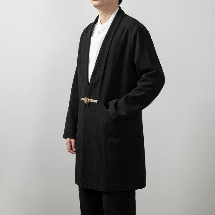 Abrigo de algodón sencillo de manga larga y longitud media para hombre con Buddha Stones en otoño