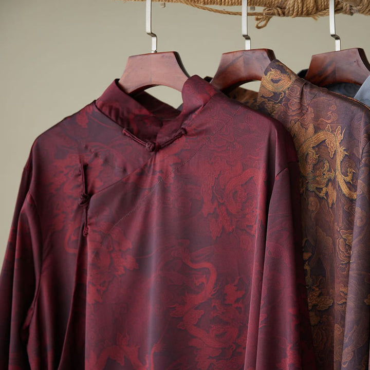 Buddha Stones , túnica de algodón con dragón para hombre