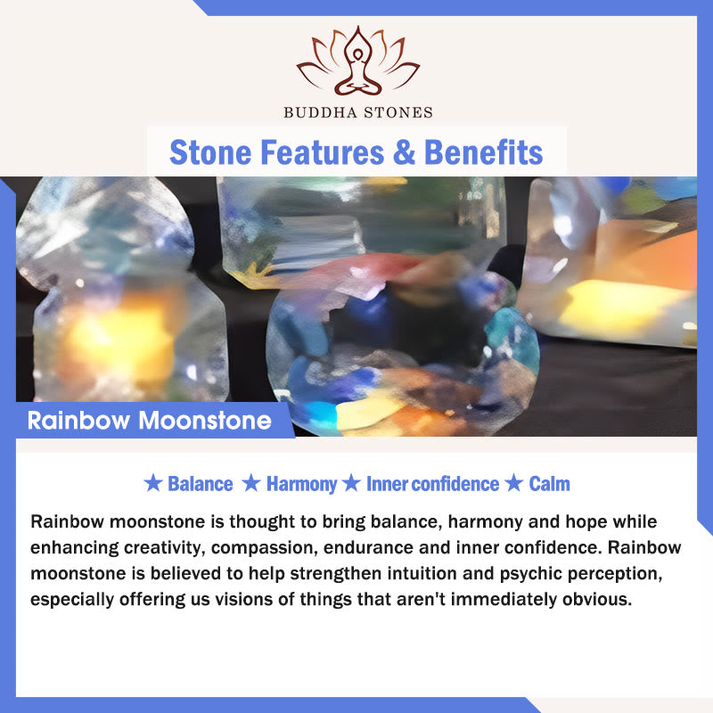 Pulsera de armonía de piedra lunar arcoíris de Buddha Stones