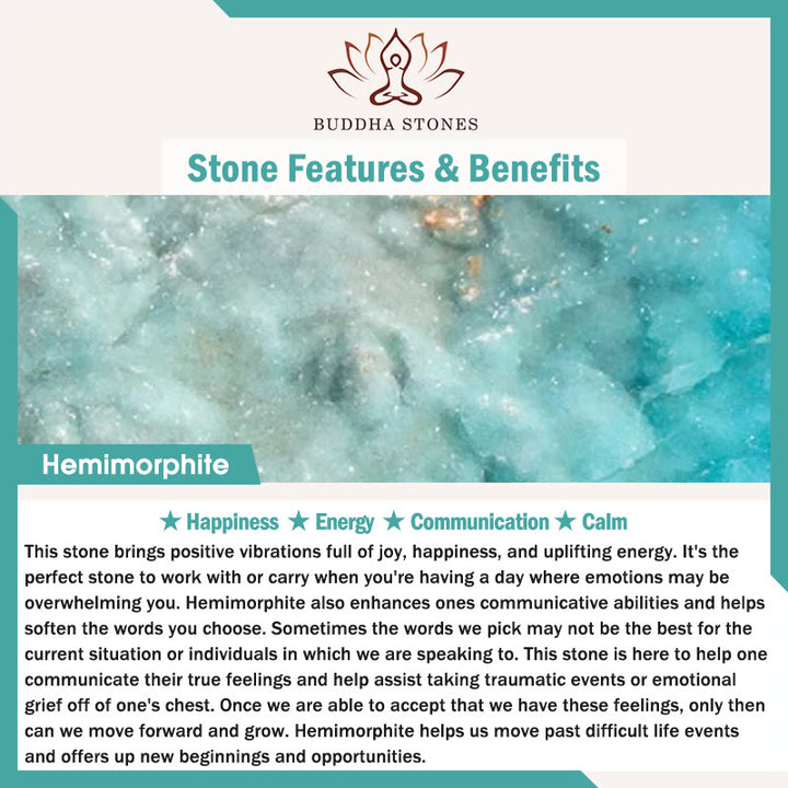 Pulsera de energía calmada de hemimorfita de Buddha Stones