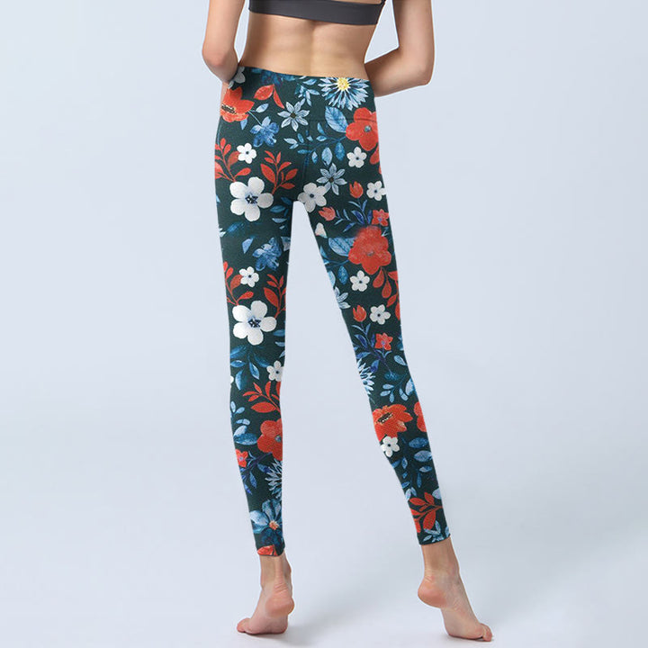 Leggings de fitness para gimnasio con estampado de diente de león, flores blancas y rojas y Buddha Stones , pantalones de yoga para mujer - image 7