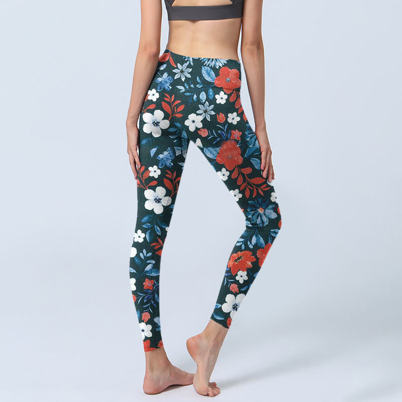 Leggings de fitness para gimnasio con estampado de diente de león, flores blancas y rojas y Buddha Stones , pantalones de yoga para mujer - image 5