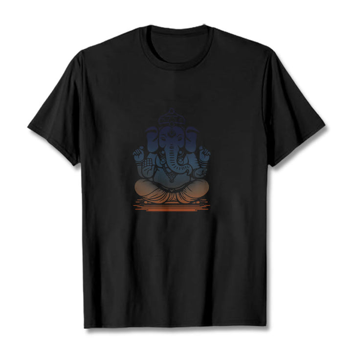 Camiseta con estampado de elefante Ganesh meditando con Buddha Stones - Negro - 2XL - image 5