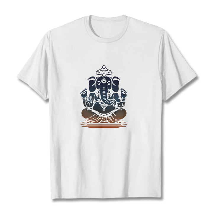 Camiseta con estampado de elefante Ganesh meditando con Buddha Stones - Blanco - 2XL - image 1