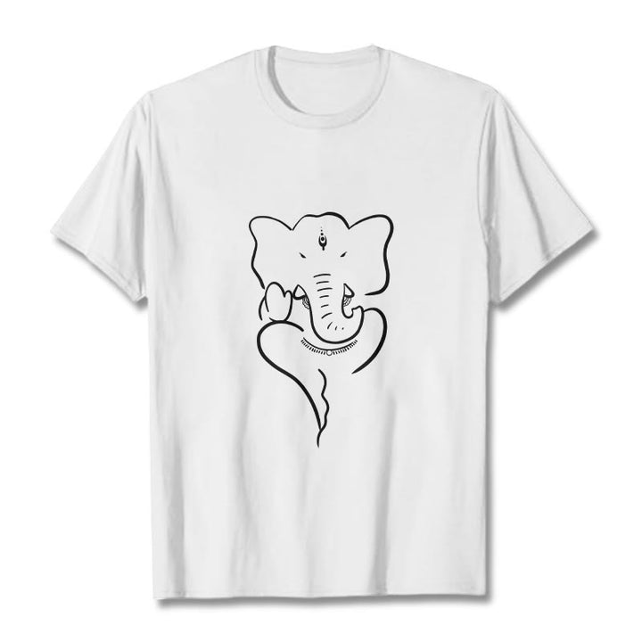 Camiseta con dibujo de elefante Ganesh y Buddha Stones - Blanco - 2XL - image 6