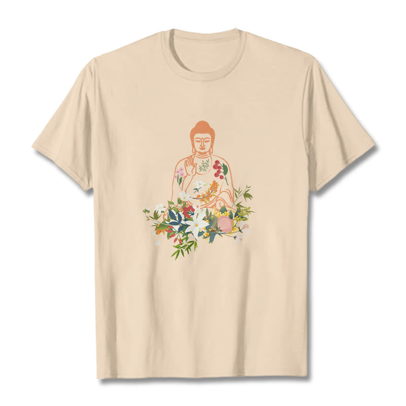 Camiseta con estampado de flores en flor y Buda meditando con Buddha Stones - Sopa de mariscos - 2XL - image 9