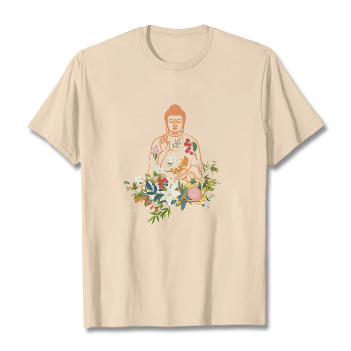 Camiseta con estampado de flores en flor y Buda meditando con Buddha Stones - Sopa de mariscos - 2XL - image 9