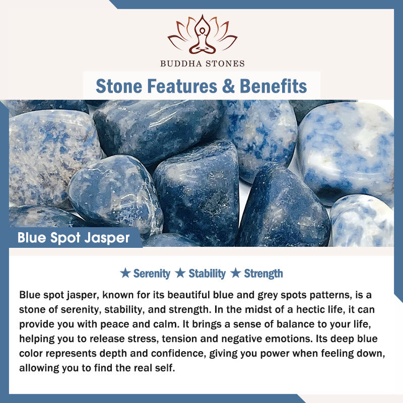 Pulsera de relajación con jaspe picasso, turquesa blanca y jaspe de puntos azules de Buddha Stones