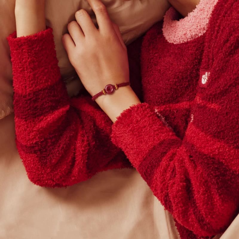 Pulsera trenzada de concentración con hebilla de paz redonda de cinabrio hecha a mano con Buddha Stones