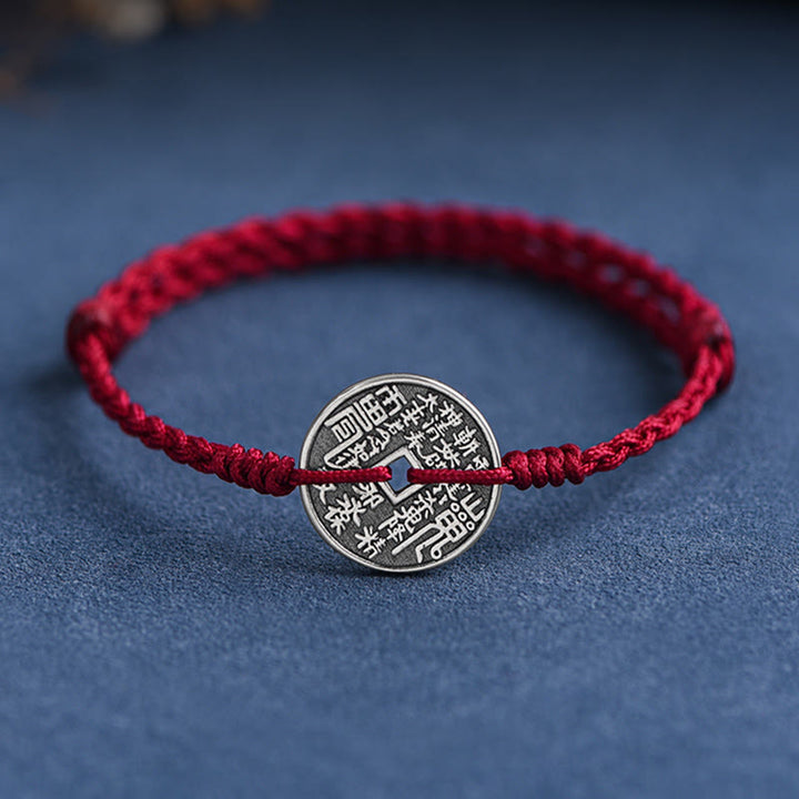Pulsera trenzada con protección de monedas de plata de ley 925 con Buddha Stones