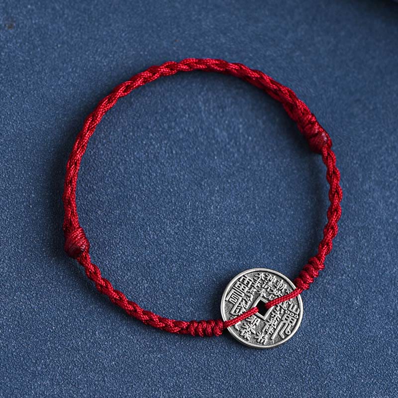 Pulsera trenzada con protección de monedas de plata de ley 925 con Buddha Stones