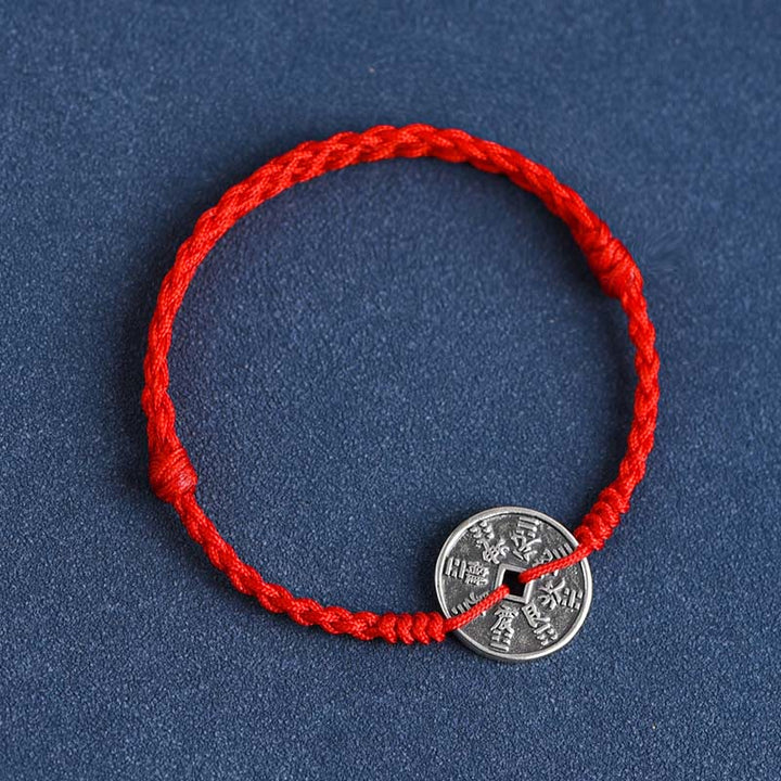 Pulsera trenzada con protección de monedas de plata de ley 925 con Buddha Stones