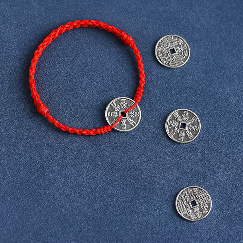 Pulsera trenzada con protección de monedas de plata de ley 925 con Buddha Stones