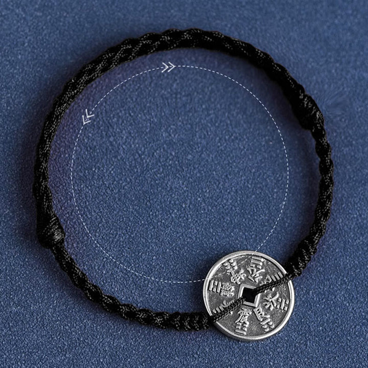 Pulsera trenzada con protección de monedas de plata de ley 925 con Buddha Stones
