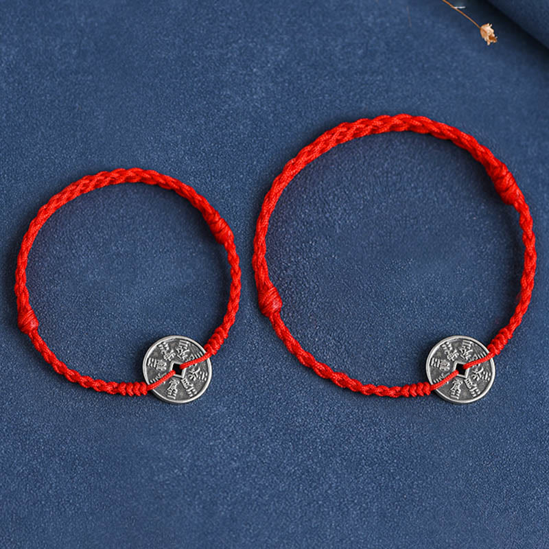 Pulsera trenzada con protección de monedas de plata de ley 925 con Buddha Stones