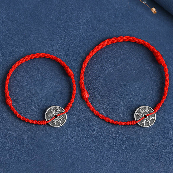Pulsera trenzada con protección de monedas de plata de ley 925 con Buddha Stones