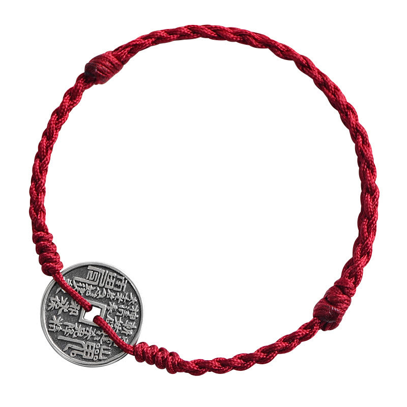 Pulsera trenzada con protección de monedas de plata de ley 925 con Buddha Stones