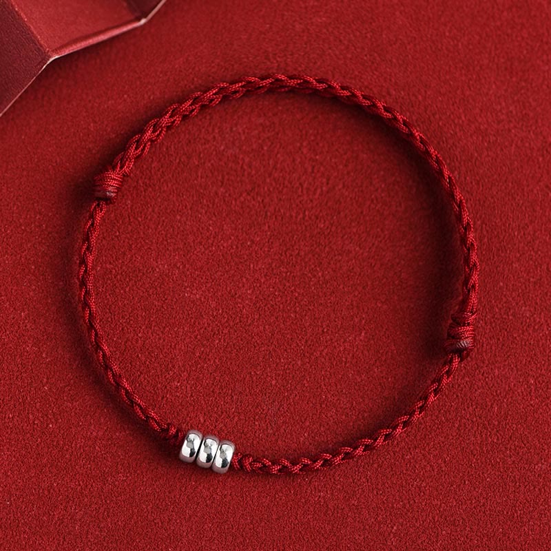 Pulsera trenzada para tobillo con cuentas de plata de ley 925 y Buddha Stones que protegen la suerte