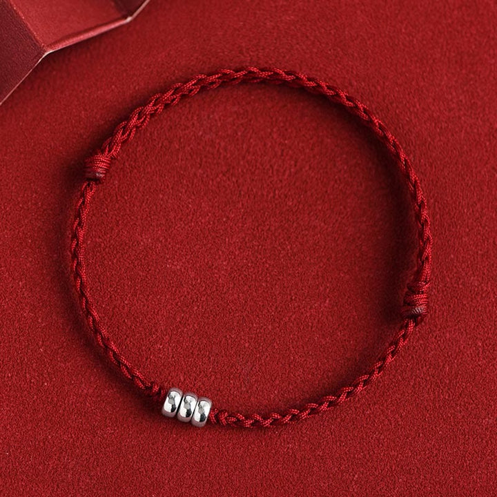 Pulsera trenzada para tobillo con cuentas de plata de ley 925 y Buddha Stones que protegen la suerte
