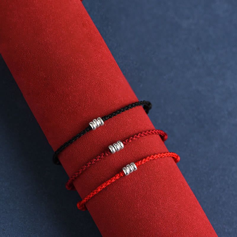 Pulsera trenzada para tobillo con cuentas de plata de ley 925 y Buddha Stones que protegen la suerte