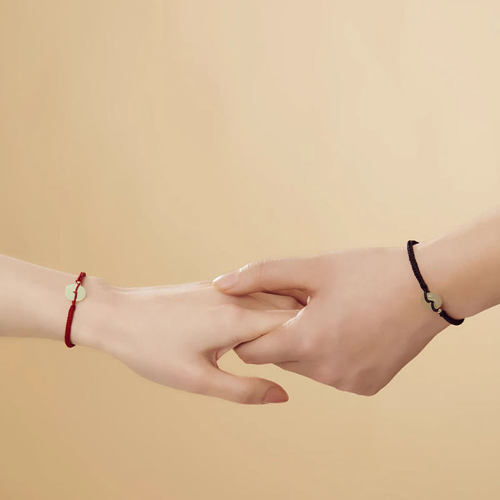 Pulsera trenzada con hebilla de paz y jade hetiano natural con Buddha Stones y protección del carácter Fu