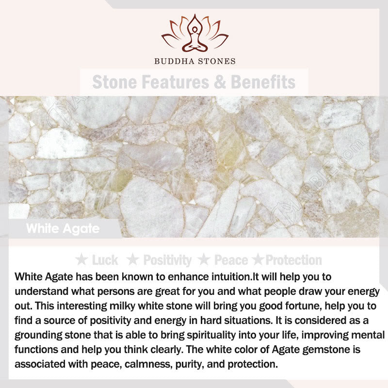 Pulsera con hebilla de paz y cuentas de jade hetiano de ágata blanca natural de Buddha Stones