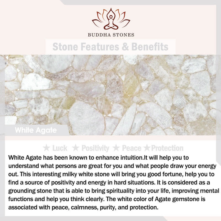 Pulsera con hebilla de paz y cuentas de jade hetiano de ágata blanca natural de Buddha Stones