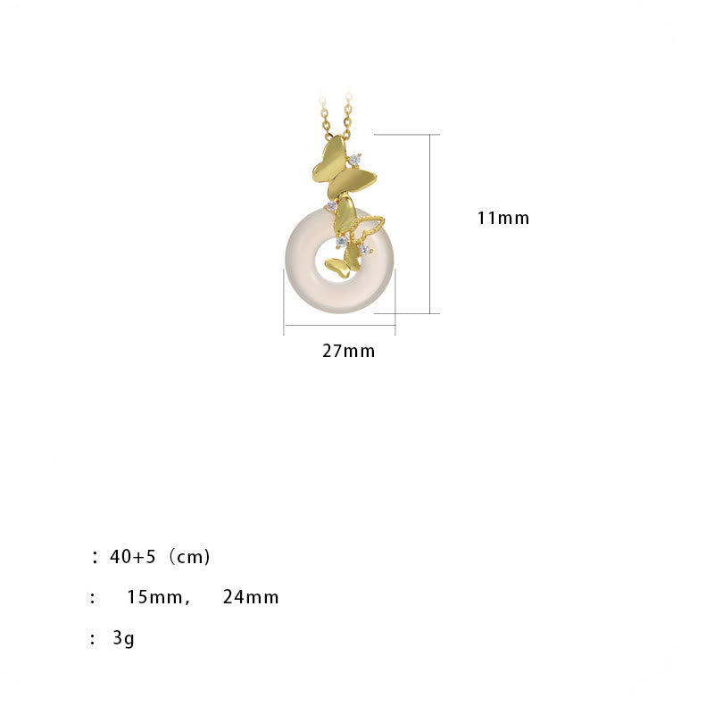 Colgante de plata de Buddha Stones 925 con forma de mariposa y calcedonia, con hebilla de paz y bendición de la suerte