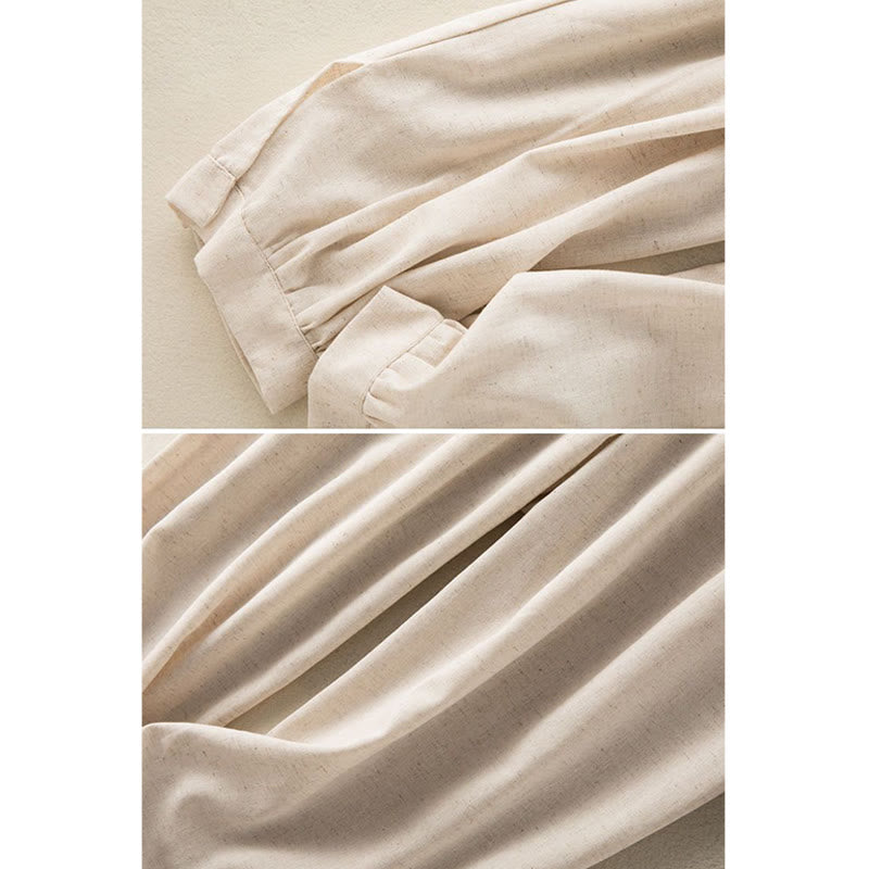 Pantalones harén de algodón liso con cordón y bolsillos para mujer con Buddha Stones - image 4