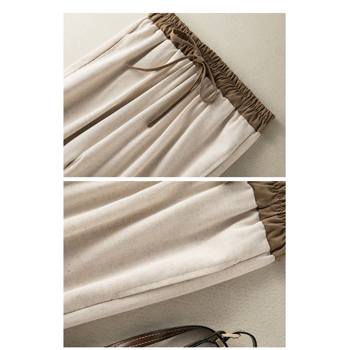 Pantalones harén de algodón liso con cordón y bolsillos para mujer con Buddha Stones - image 5