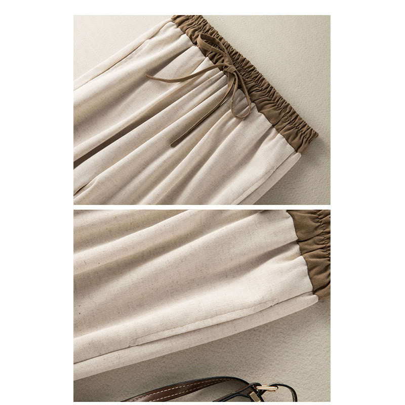 Pantalones harén de algodón liso con cordón y bolsillos para mujer con Buddha Stones - image 5