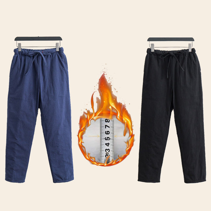 Pantalones de invierno con forro polar de algodón y bolsillos con cordón para hombre de Buddha Stones