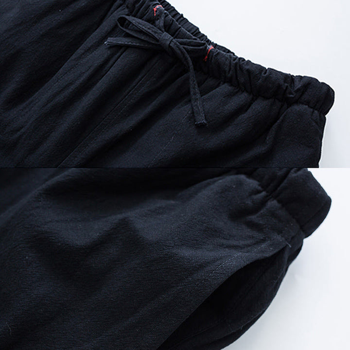 Pantalones de invierno con forro polar de algodón y bolsillos con cordón para hombre de Buddha Stones