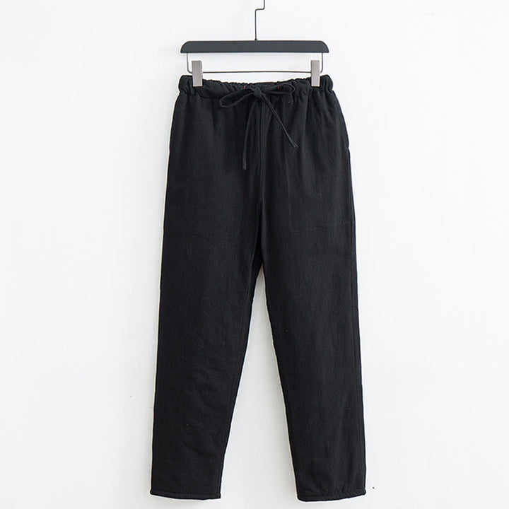 Pantalones de invierno con forro polar de algodón y bolsillos con cordón para hombre de Buddha Stones