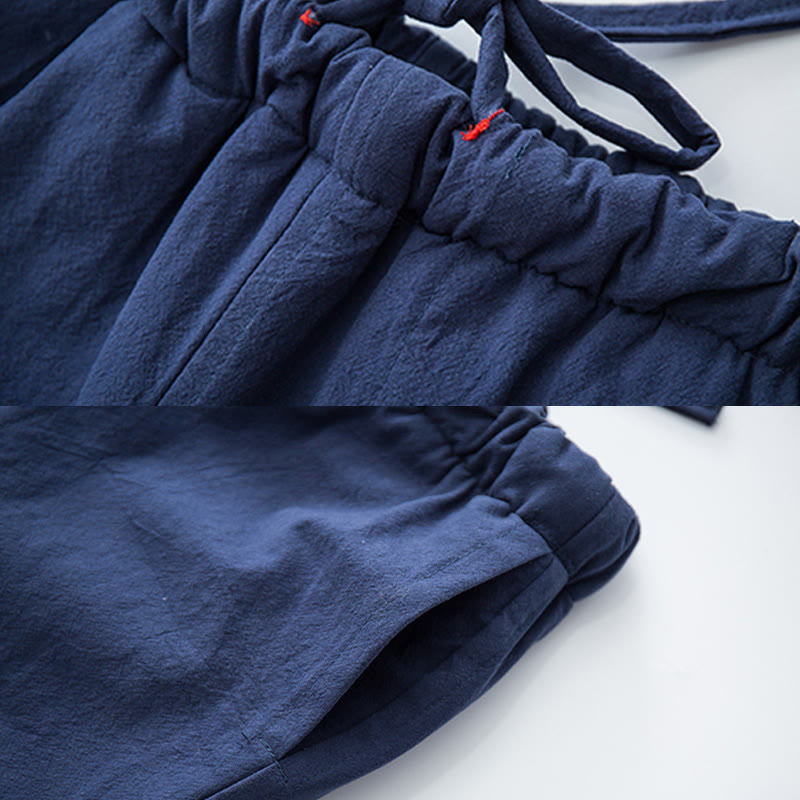 Pantalones de invierno con forro polar de algodón y bolsillos con cordón para hombre de Buddha Stones