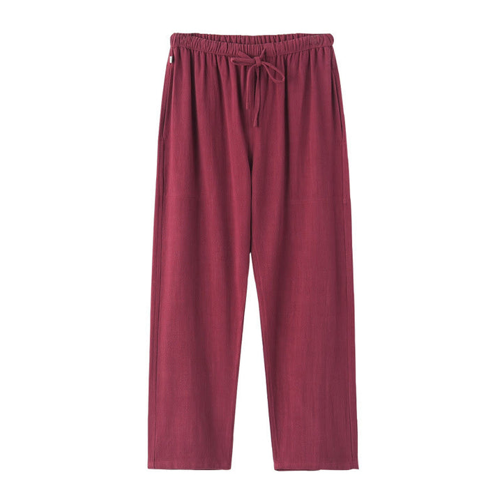 Pantalones de lino con cordón y bolsillos para hombre de primavera y verano con Buddha Stones - image 12