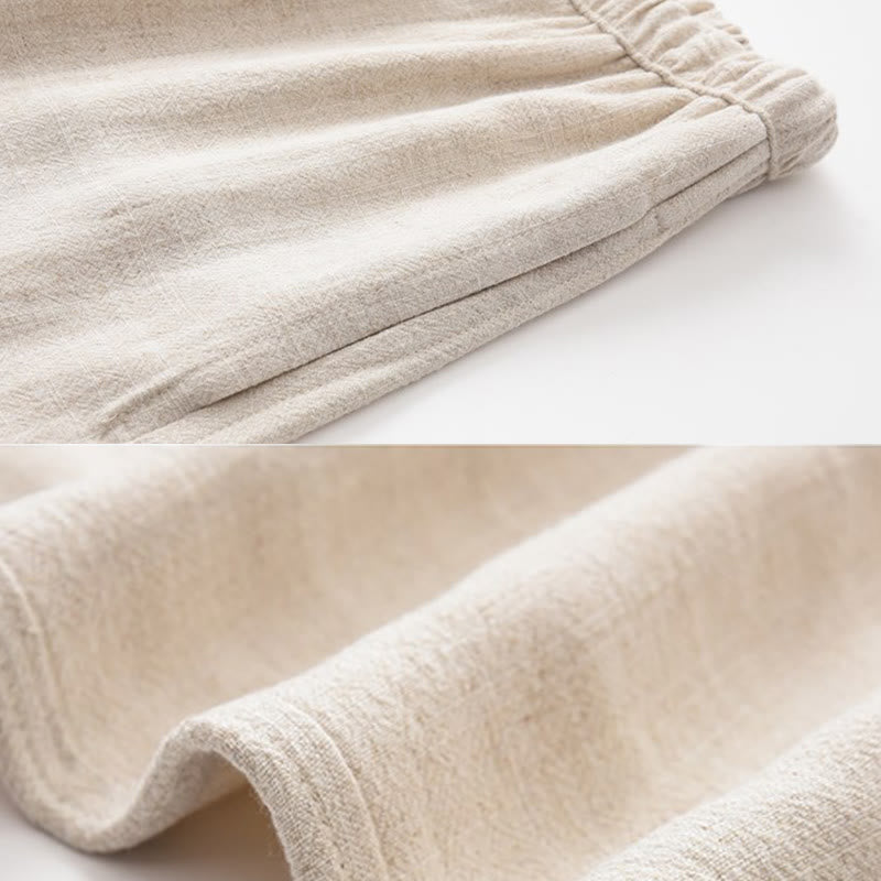 Pantalones de lino con cordón y bolsillos para hombre de primavera y verano con Buddha Stones - image 9