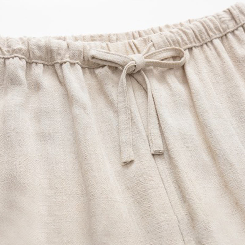 Pantalones de lino con cordón y bolsillos para hombre de primavera y verano con Buddha Stones - image 7