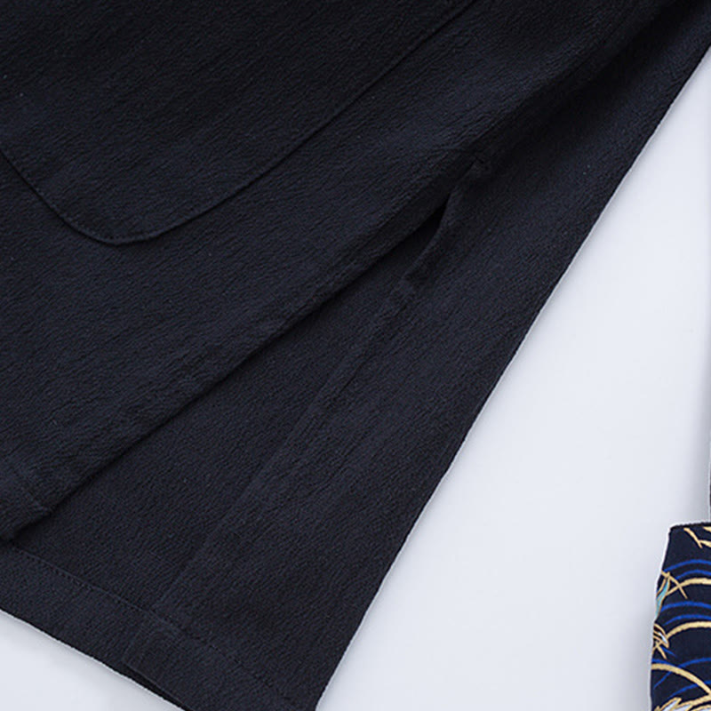 Traje Tang con botones de rana para hombre de Buddha Stones, chaqueta y camisa con bordado de grulla blanca de algodón y bolsillos