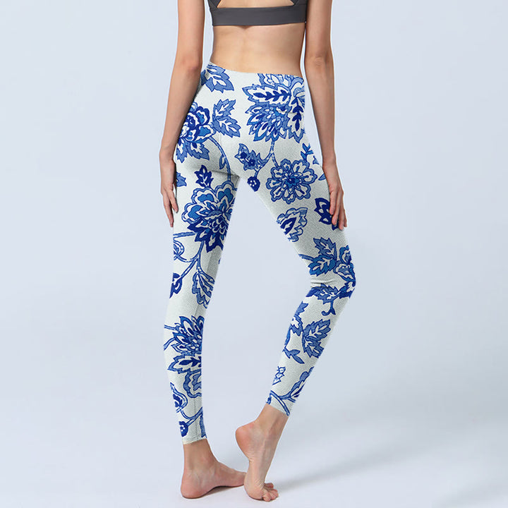 Leggings deportivos con estampado de flores y Buddha Stones para mujer - image 5