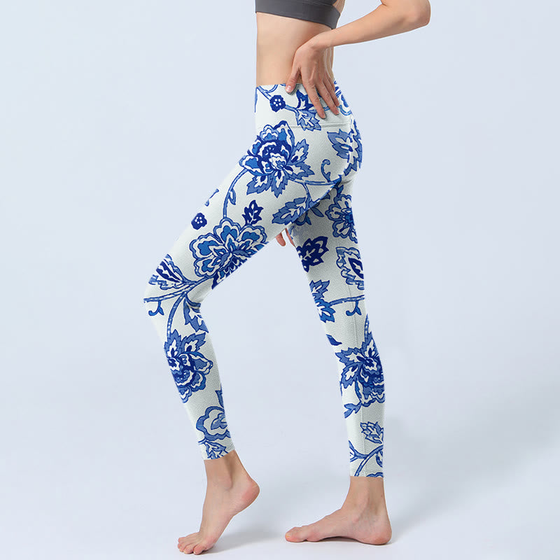 Leggings deportivos con estampado de flores y Buddha Stones para mujer - image 3