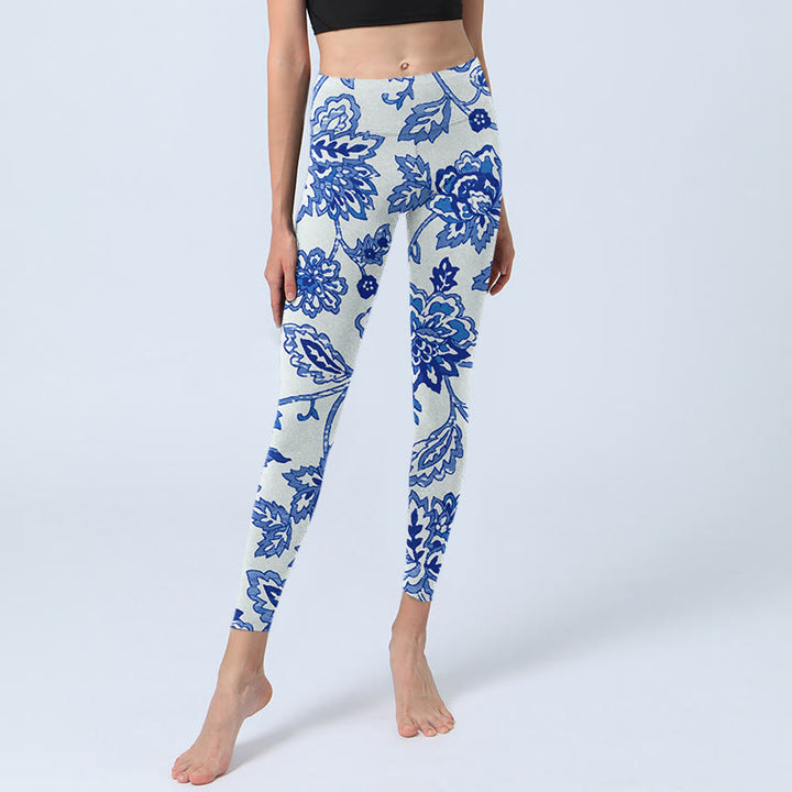 Leggings deportivos con estampado de flores y Buddha Stones para mujer - image 6