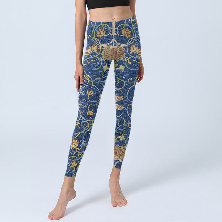 Leggings deportivos con estampado de flores de loto y Buddha Stones para mujer - image 6