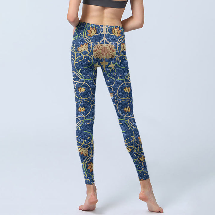 Leggings deportivos con estampado de flores de loto y Buddha Stones para mujer - image 7