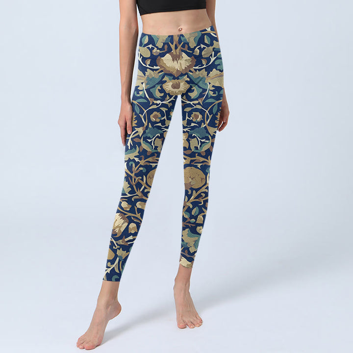 Leggings de yoga para mujer con diseño de flores de loto interconectadas y Buddha Stones - image 6