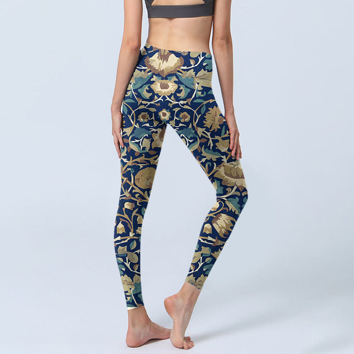 Leggings de yoga para mujer con diseño de flores de loto interconectadas y Buddha Stones - image 5