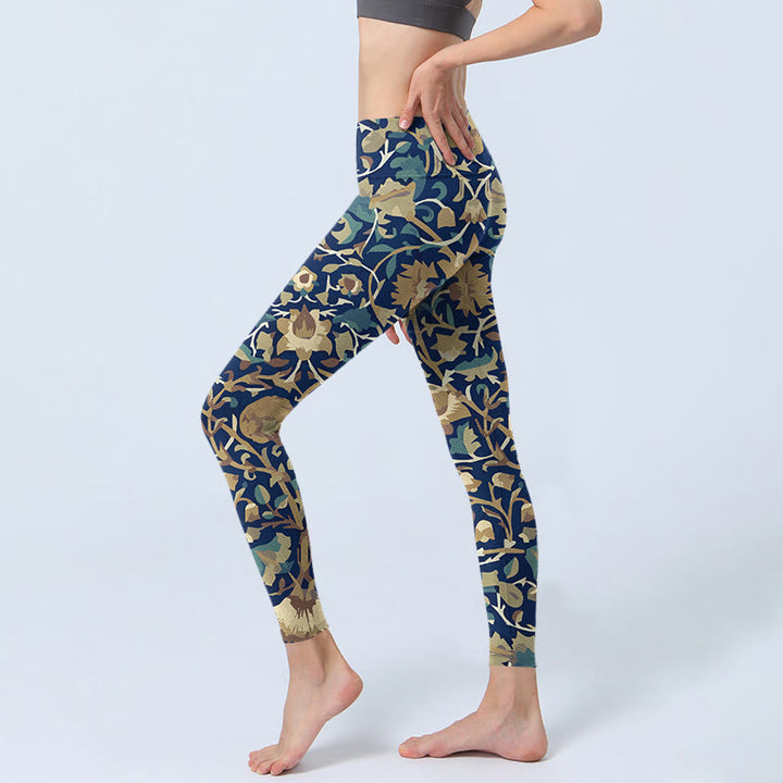 Leggings de yoga para mujer con diseño de flores de loto interconectadas y Buddha Stones - image 3