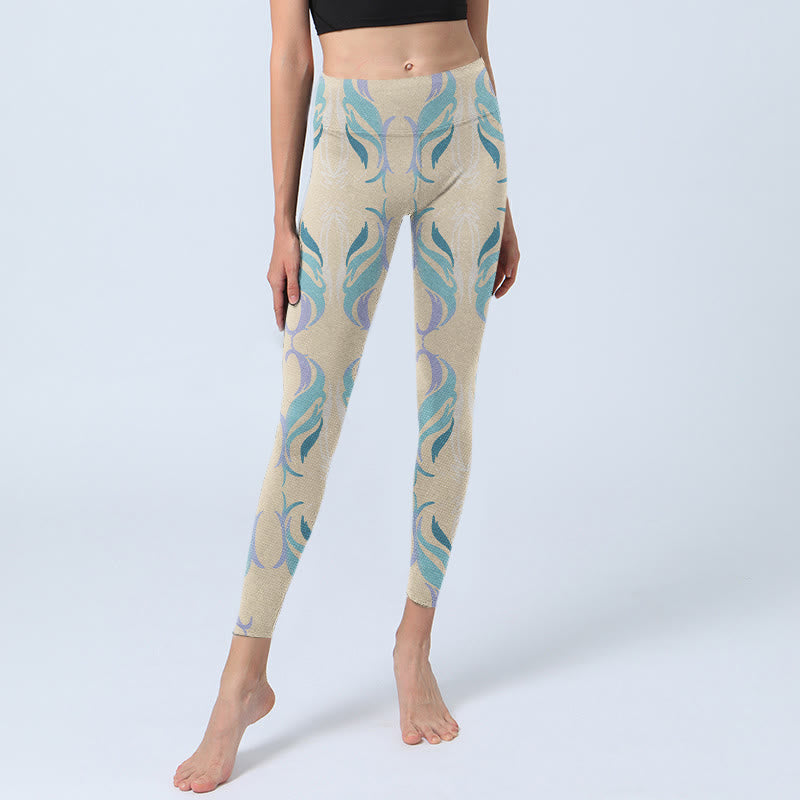 Leggings de yoga para mujer con líneas azules, moradas y verdes y Buddha Stones - image 6