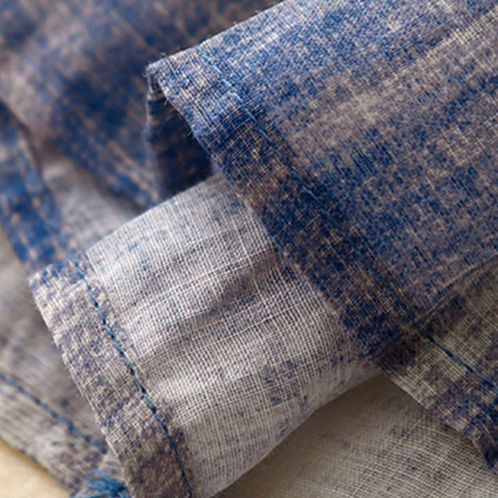 Camisa de algodón de manga larga con botones y efecto tie-dye con Buddha Stones