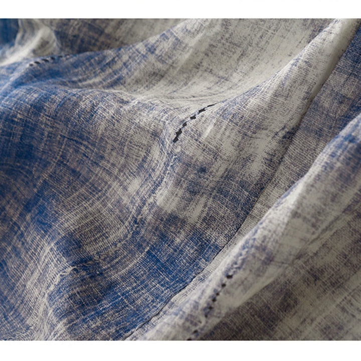 Camisa de algodón de manga larga con botones y efecto tie-dye con Buddha Stones